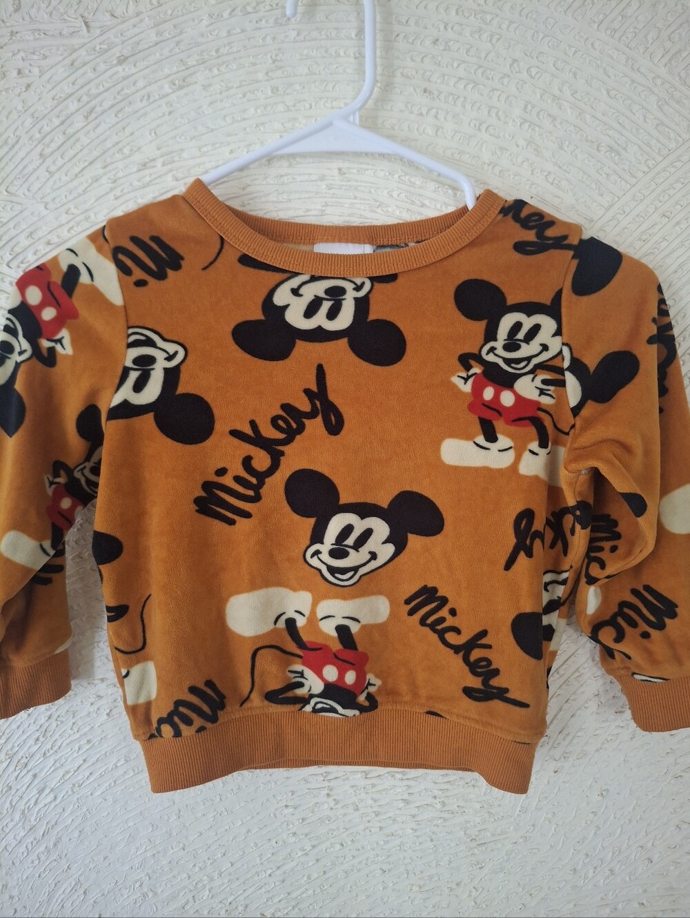 Disney Orange Mickey Mouse All-Over Print Sweatshirt